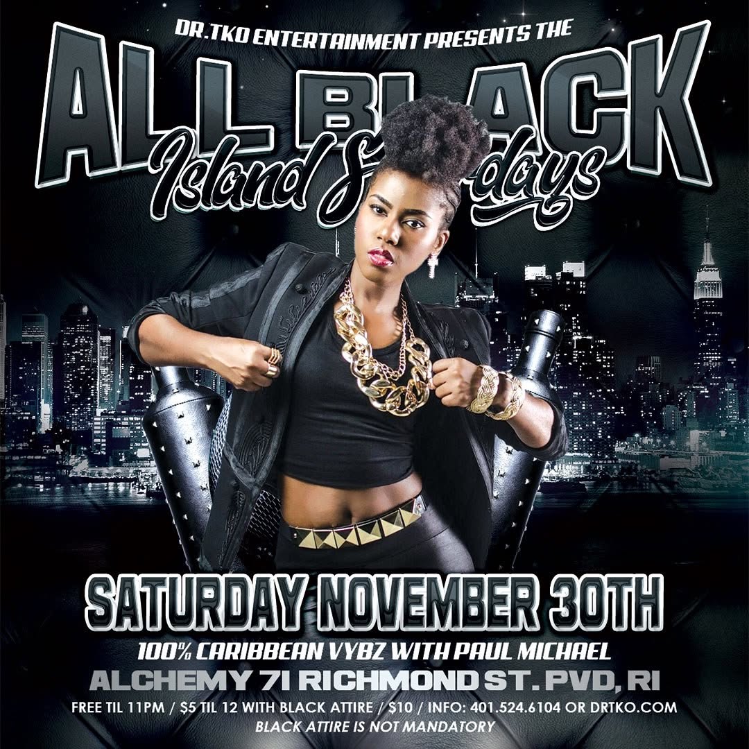 ALL BLACK ISLAND SATURDAYS flyer