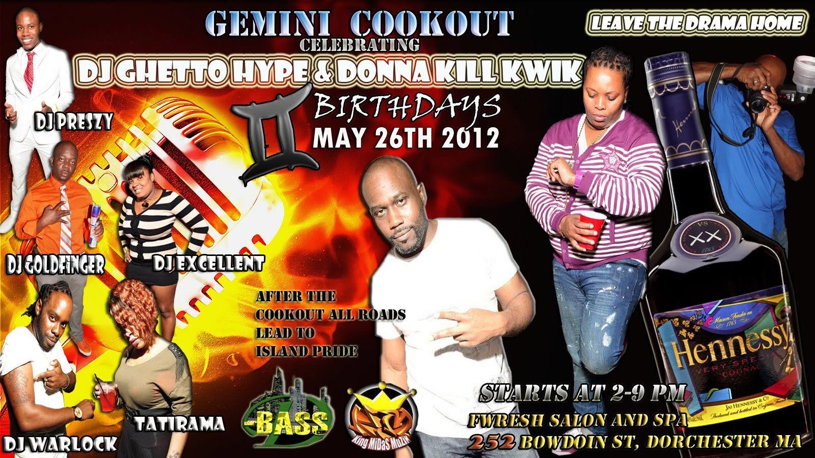 GEMINI COOKOUT — GHETTO HYPE & DONNA KILL KWIK BIRTHDAYS flyer