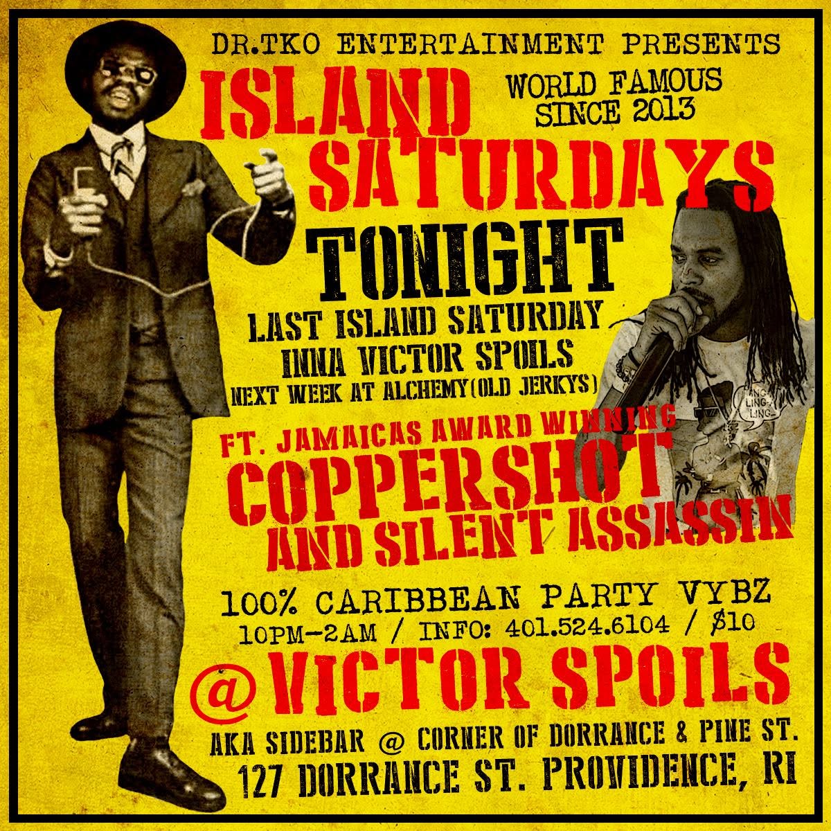 ISLAND SATURDAYS — LAST ISLAND SATURDAY AT VICTOR SPOILS flyer