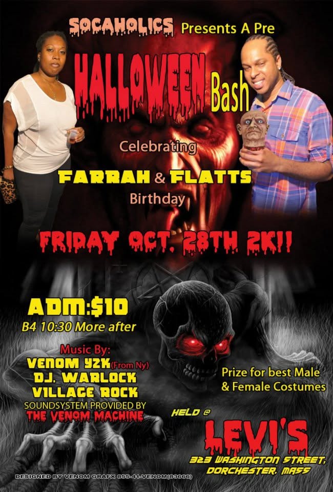 PRE HALLOWEEN BASH — FARRAH & FLATTS BIRTHDAY flyer
