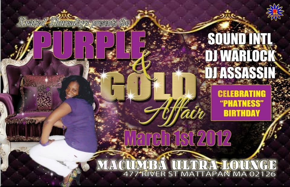 PURPLE & GOLD AFFAIR — PHATNESS & TRICK STARR BIRTHDAYS flyer