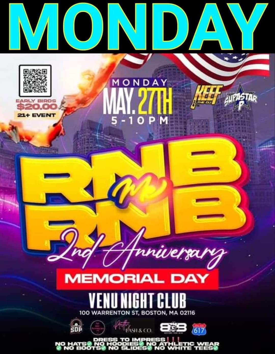 RNB ME RNB — 2ND ANNIVERSARY, MEMORIAL DAY flyer