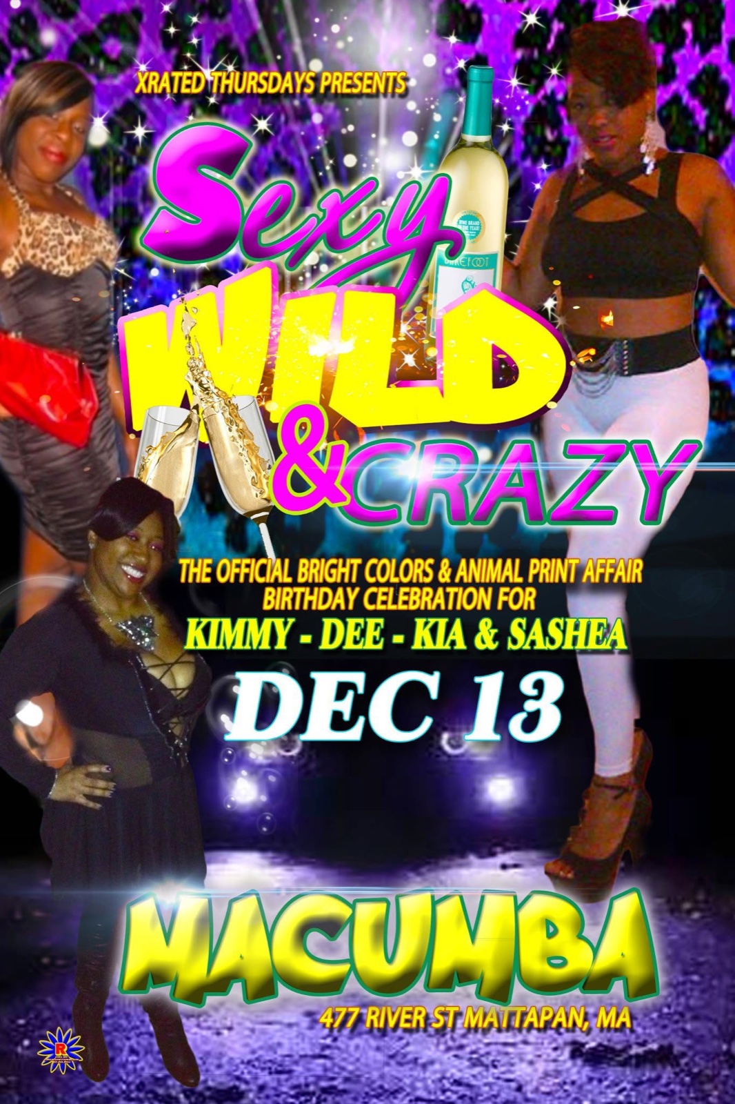 SEXY WILD & CRAZY — BRIGHT COLORS & ANIMAL PRINT AFFAIR flyer