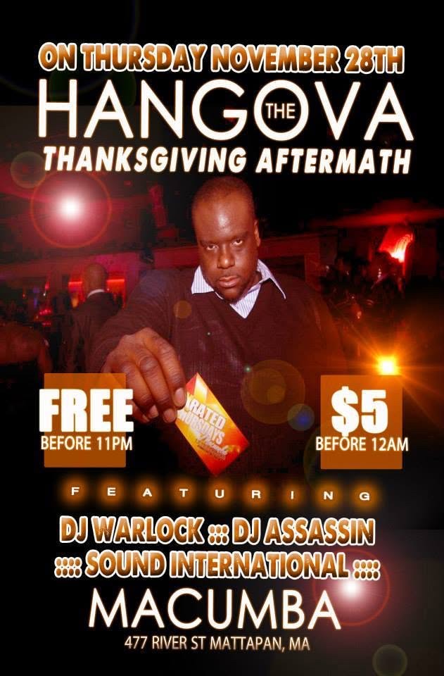 THE HANGOVA — THANKSGIVING AFTERMATH flyer